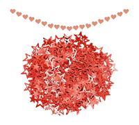 CVDYWDJIE 15G De Confeti De Estrella Roja Y 1 Bandera De Amor, Confeti Brillante, Accesorios De Decoración para Fiestas, Decoración De Escenas De Fiestas