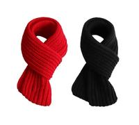CVDYWDJIE 2 Bufandas De Punto Para Niños, Bufanda Térmica, Resistente Al Viento, Calentador De Cuello, Rojo Y Negro