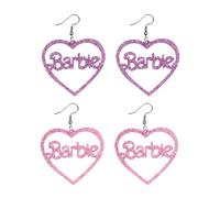CVDYWDJIE 2 Pares De Pendientes De Amor Acrílicos En Forma De Corazón Rosa Y Púrpura Para Mujer, Regalos Exquisitos De Joyería Para Niñas, Navidad, 6,5 X 4,8 Cm