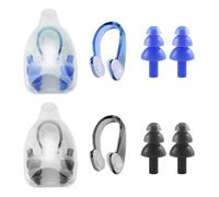 CVDYWDJIE 2 Pares De Tapones para Los Oídos para Nadar Y 2 Pinzas para La Nariz para Nadar, con 2 Cajas De Almacenamiento, Equipo De Natación, Pinzas para La Nariz De Silicona, Azul