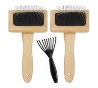 CVDYWDJIE 2 Peines para Anudar, 1 Limpiador De Peine, Peine para Desenredar, Peine para Trenzar, Peine De Agujas De Metal con Mango De Madera, Accesorios para Trenzar