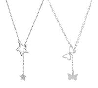 CVDYWDJIE 2 Piezas Collares para Mujer, Collares Modernos Y Creativos, Collares con Cole Hueco, Collares con Cole Largo, Collares Simples Y Versátiles