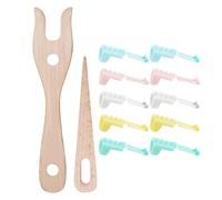 CVDYWDJIE 2 Piezas De Herramientas para Tejer Hilo con Horquilla Y 10 Guías De Hilo, Herramientas para Tejer De Madera, Herramientas para Tejer DIY, Herramientas para Tejer Hilo