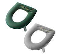 CVDYWDJIE 2 Piezas Fundas para Asientos De Inodoro, Fundas para Inodoros Que Absorben La Humedad Y Transpirables, Fundas para Inodoros Suaves Y Cómodas, Accesorios para Inodoro (Gris, Verde)