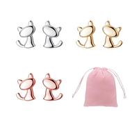 CVDYWDJIE 3 Pares De Aretes De Gatito Y 1 Bolsa De Almacenamiento, Lindos Aretes, Aretes De Diseño Simple, Aretes Decorativos De Moda