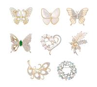 CVDYWDJIE 4 Broches De Flores Y 4 Broches De Mariposas, Broches Elees, Broches De Decoración De Ropa, Broches Brillantes, Broches De Pedrería