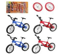 CVDYWDJIE 4 Piezas De Bicicletas, 2 Piezas De Ruedas De Bicicleta Y 4 Piezas De Patinetas para Dedos, Modelos De Mini Bicicletas, Juguetes para Niños, Juguetes Creativos para La Punta De Los Dedos