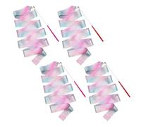 CVDYWDJIE 4 Piezas Serpentinas De Gimnasia con Barras, Cintas De Baile para Niños, Accesorios para Actuaciones De Gimnasia, Cintas De Gimnasia Brillantes, Juguetes para Niños