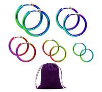 CVDYWDJIE 5 Pares De Aretes De Acero Inoxidable, Aretes De Aro Coloridos, Bolsa De Almacenamiento Morada