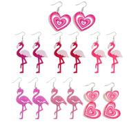 CVDYWDJIE 6 Pares De Pendientes De Flamenco Rosa, 2 Pares De Pendientes De Amor, Divertidos Pendientes De Animales, Sencillos Pendientes De Mujer, Decoración De Fiesta Hawaiana.