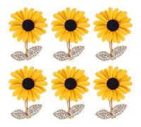 CVDYWDJIE 6 Uds Alfileres De Girasol, Alfileres De Flores Lindos, Accesorios De Ropa, Broches De Diamantes De Imitación, Broches Decorativos