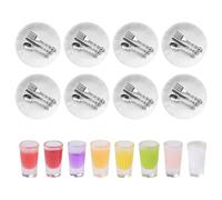 CVDYWDJIE 8 Juegos De Modelos De Vajillas Y 8 Modelos De Tazas De Jugo, Vajillas En Miniatura Simuladas, Accesorios para Casas De Muñecas, Mini Modelos De Comida, Juguetes para Niños