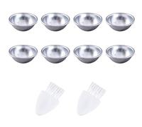 CVDYWDJIE 8 Moldes Semiesféricos Y 2 Cepillos De Limpieza Blancos, Moldes De Aleación De Aluminio, Moldes para Pasteles, Herramientas para Hacer Bombas De Baño