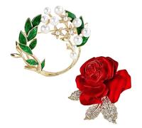 CVDYWDJIE Broches De 2 Piezas, Broches De Flores De Moda, Insignias De Ropa para Mujer, Insignias De Alfiler De Metal, Broches con Dijes Creativos, Accesorios De Ropa