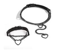 CVDYWDJIE Collar De Corazón De Melocotón Negro De 2 Piezas, Cadena De Clavícula con Cole De Amor, Longitud Flexible Y Ajustable, Moderno para Usar Y Combinar.
