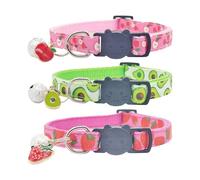CVDYWDJIE Collar De Gato con Estampado De Frutas De 3 Piezas, Collar De Gato Ajustable, Lindo Collar De Campana, Suministros para Mascotas