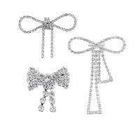 CVDYWDJIE Conjunto De Broche De Lazo De 3 Piezas, Alfiler De Cinta Brillante, Broche De Pedrería De Perlas para Mujer, Broche De Lazo Elee, Alfiler De Moda para Mujer