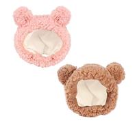 CVDYWDJIE Gorros para Gatos con Forma De Oso, Bonitos Gorros para Mascotas, Accesorios De Vestir para Mascotas, Gorros Cálidos para Mascotas, Ropa para Mascotas (Rosa, Marrón), 2 Uds.