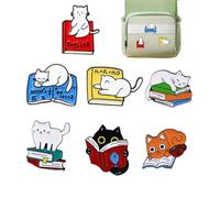 CVDYWDJIE Juego De Alfileres De Lectura De Gato De 7 Piezas, Broche De Lectura De Gato De Dibujos Animados Lindo, Alfiler De Animal, Alfiler De Gato para Niño Y Niña