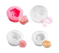 CVDYWDJIE Moldes De Flores Individuales De 3 Piezas Y Moldes De Flores Triples De 1 Pieza, Moldes De Silicona, Moldes para Velas, Accesorios para Manualidades DIY, Moldes para Adornos Decorativos
