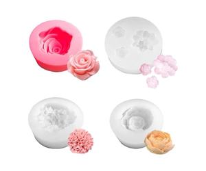 CVDYWDJIE Moldes De Flores Individuales De 3 Piezas Y Moldes De Flores Triples De 1 Pieza, Moldes De Silicona, Moldes para Velas, Accesorios para Manualidades DIY, Moldes para Adornos Decorativos