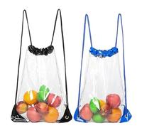 CVDYWDJIE Paquete De 2 Bolsas Transparentes con Cordón, Mochila Impermeable con Cordón, Mochila Plegable, Bolsa De Almacenamiento Portátil, Bolsa De Almacenamiento De Gran Capacidad
