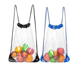 CVDYWDJIE Paquete De 2 Bolsas Transparentes con Cordón, Mochila Impermeable con Cordón, Mochila Plegable, Bolsa De Almacenamiento Portátil, Bolsa De Almacenamiento De Gran Capacidad