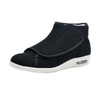 CVFOMBN Calzado Sanitario Stretch Hombre y Mujer,Grandes Pantuflas Diabéticas de Piel Invierno Pantuflas de Fieltro con Puntera Abierta Plantilla de Espuma.Black-42