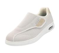 CVFOMBN Homme Chaussures diabétiques pour Hommes,Extra Ancho Antideslizantes Ajustable Cómodo Respirable Artritis Edema Ortopédica Zapatos.Beige-43