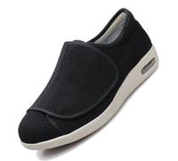 CVFOMBN Homme Chaussures diabétiques pour Hommes,Grandes Pantuflas Diabéticas de Piel Invierno Pantuflas de Fieltro con Puntera Abierta Plantilla de Espuma.Black,47