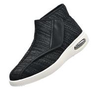 CVFOMBN Homme Chaussures diabétiques pour Hommes,Zapatos de Hombre con Empeine Alto Pies Hinchados Sandalias para Hombre.Black Gray,48