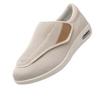 CVFOMBN Homme Chaussures diabétiques pour Hommes,Zapatos Hinchados Transpirables Antideslizantes Zapatos para Caminar para Mayores Zapato Vendaje.Beige,46