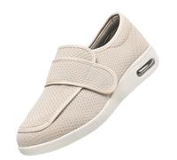CVFOMBN Pantoufles diabétiques pour Hommes,Piedi gonfi Extra Wide Fit Diabetiche Regolabili Donna Incinta Uomini Anziani Edema Gonfiore Sandali.Beige,42