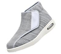 CVFOMBN Pantoufles diabétiques pour Hommes,Zapatos Hinchados Transpirables Antideslizantes Zapatos para Caminar para Mayores Zapato Vendaje.Light Gray,45
