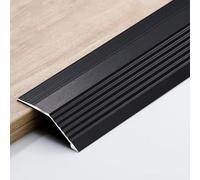 CVFOMBN Tira de transición de Metal para Suelos de 90 cm a 135 cm para entradas y Suelos Irregulares, Tira de moldura para Bordes de Suelos de Madera a baldosas, 2 Unidades,Negro,3.5×120 cm