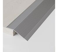 CVFOMBN Tira de transición de Piso cortable, Tira de Borde de Piso de Aluminio, Reductor de umbral Ancho para Puertas, transición de Pisos Irregulares, 2 Piezas,Gris,90cm