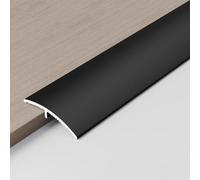 CVFOMBN Tira de umbral de transición de Piso de Aluminio, Cubre la Brecha de Altura Entre 0,1 y 0,6cm para baldosas de rampa de Entrada, tablones laminados 2PSC,Negro,2×125 cm