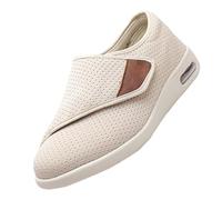 CVFOMBN Zapatos DiabéTicos,Grandes Pantuflas Diabéticas de Piel Invierno Pantuflas de Fieltro con Puntera Abierta Plantilla de Espuma.Beige,49