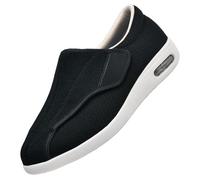 CVFOMBN Zapatos ortopédicos para Hombre,Grandes Pantuflas Diabéticas de Piel Invierno Pantuflas de Fieltro con Puntera Abierta Plantilla de Espuma,Black,49