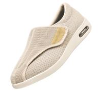 CVFOMBN Zapatos para diabéticos para Hombre,Grandes Pantuflas Diabéticas de Piel Invierno Pantuflas de Fieltro con Puntera Abierta Plantilla de Espuma,Beige,47