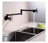CVFRDD Llenador de ollas de Montaje en Pared Grifos de Fregadero llenado ollas Montaje en Pared, Grifo caño oscilante for Cocina, grifos fregaderos Gourmet, un Solo frío, Negro con Cepillo(3)