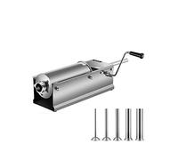 CVFRDD Relleno Manual de Salchichas de 3L, 5L, 7L, 7,8 L con 5 boquillas, máquina de producción de Relleno de Acero Inoxidable for Hot Dog Bratwurst(5L 11LBS)