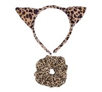 CVFRTT 1 Diadema con Estampado De Leopardo Y 1 Corbata para El Pelo con Estampado De Leopardo, Tocado De Animales De Dibujos Animados, Accesorios De Decoración para Fiestas.