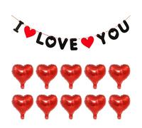 CVFRTT 1 Pancarta Y 10 Globos En Forma De Corazón, Decoraciones para Fiestas, Decoraciones para Escenas De Fiestas, Decoraciones para Bodas, Decoraciones Románticas