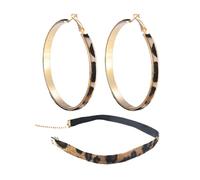 CVFRTT 1 Par De Pendientes con Estampado De Leopardo Y 1 Gargantilla con Estampado De Leopardo, Pendientes Vintage, Pendientes De Aro, Pendientes Creativos, Joyería para Mujer, Accesorios De Vestir