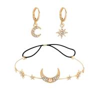 CVFRTT 1 Pieza Diadema De Luna Y 1 Par De Aretes De Estrella De Luna, Joyería Elee, Joyería Vintage, Accesorios De Vestir, Joyería para Mujer