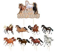 CVFRTT 16 Piezas De Insertos para Pastel De Caballo Y 1 Inserto Grande para Pastel De Cumpleaños, Decoraciones para Fiestas De Cumpleaños Temáticas De Caballos, Accesorios para Pasteles