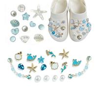 CVFRTT 29 Stück Schuhzubehör Der Sea-Serie, Walmuschel-Seestern-Schuhblumen, Abnehmbares Diy-Loch-Schuhzubehör, Obere Dekorationen Für Sandalen.