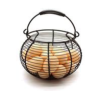 CVHOMEDECO. Cesta de Huevos Rústica de Alambre con Asa de Nadar Primitives Cesta de Recogida Vintage. Oxidado