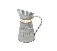 CVHOMEDECO. Country Primitive - Jarra pequeña para leche con atado y lino, elegante maceta rústica para jardín y decoración del hogar. 5-1/4 x 3-7/8 x 6-1/4 pulgadas